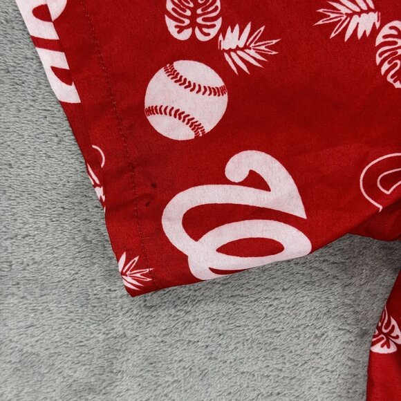 MLB Washington Nationals Shirt Mens Red Hawaiian Baseball Lightweight Button Up - Picture 4 of 8